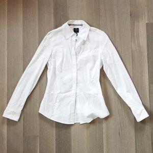 Express Essential Long Sleeve White Blouse XS